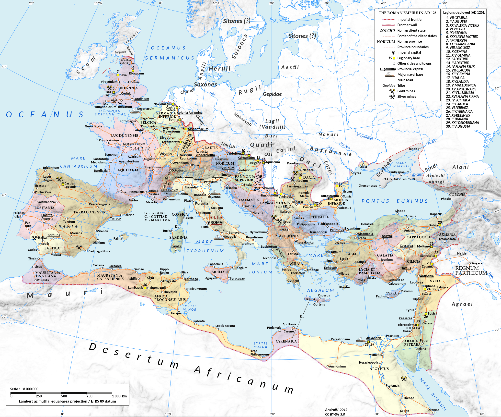 Carte Empire romain: Rome, Italie, Empire d'Occident et d'Orient
